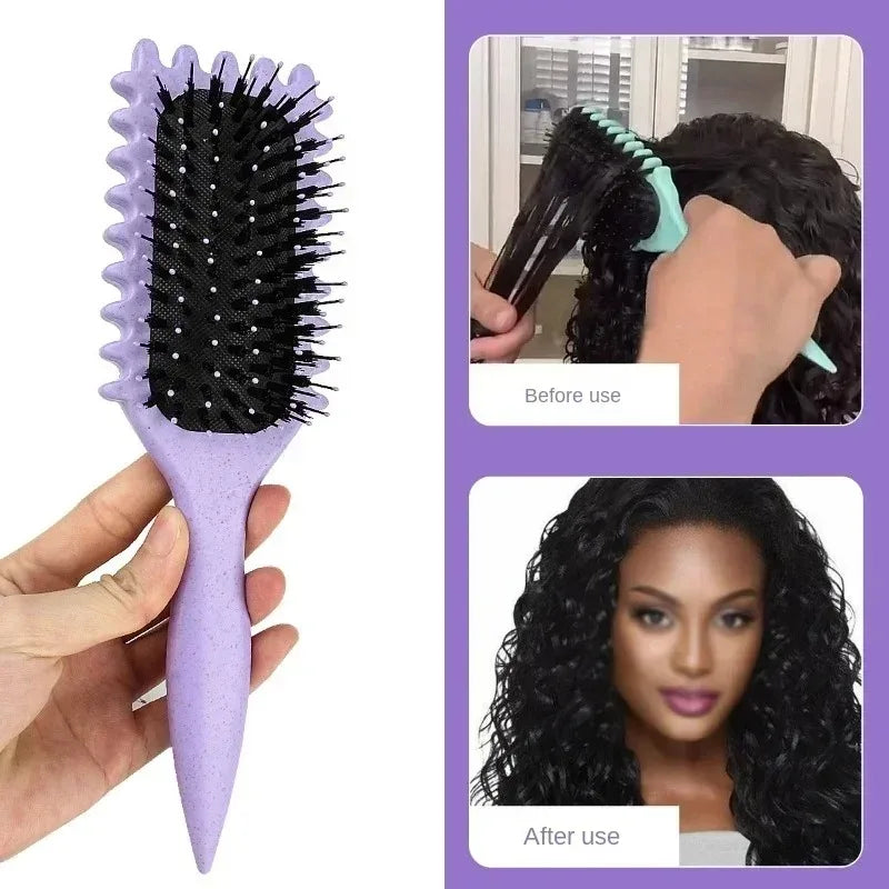 Salon Styling Curly Hair Styling Brush Curl Hair Brush for Combing and Shaping Men'S and Women'S Curls Reduce Pulling Tools
