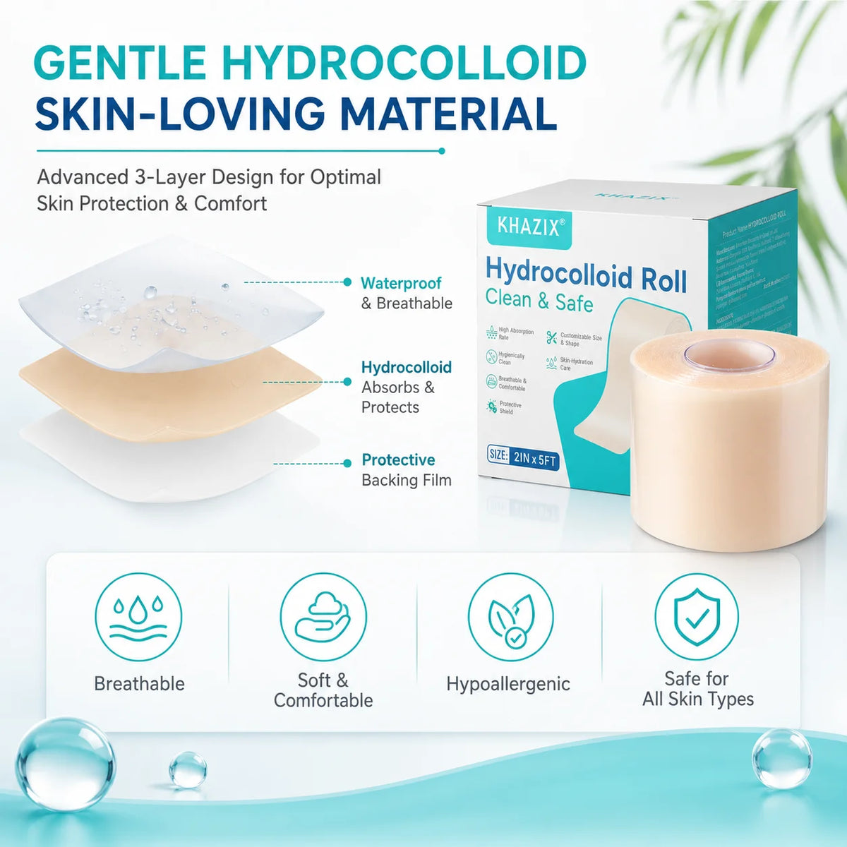 1Roll Hydrocolloid Pimple Patch Roll, Invisible Acne Spot Cover Tape, Cut Blemish Patch Strip, Waterproof Breathable Skin Care