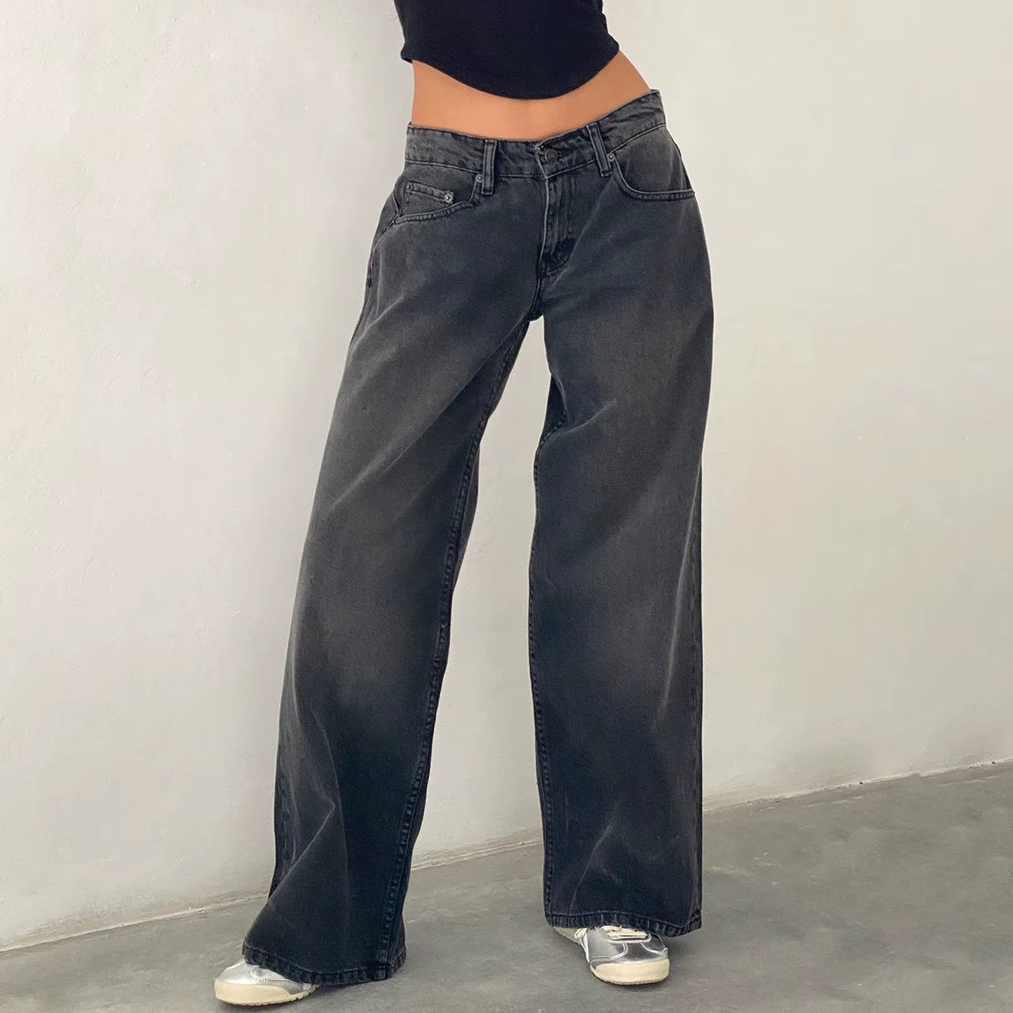 Y2K Baggy Jeans for Women Trendy Low Rise Casual Straight Leg Boyfriend Jeans Denim Pants with Pocket Streetwear