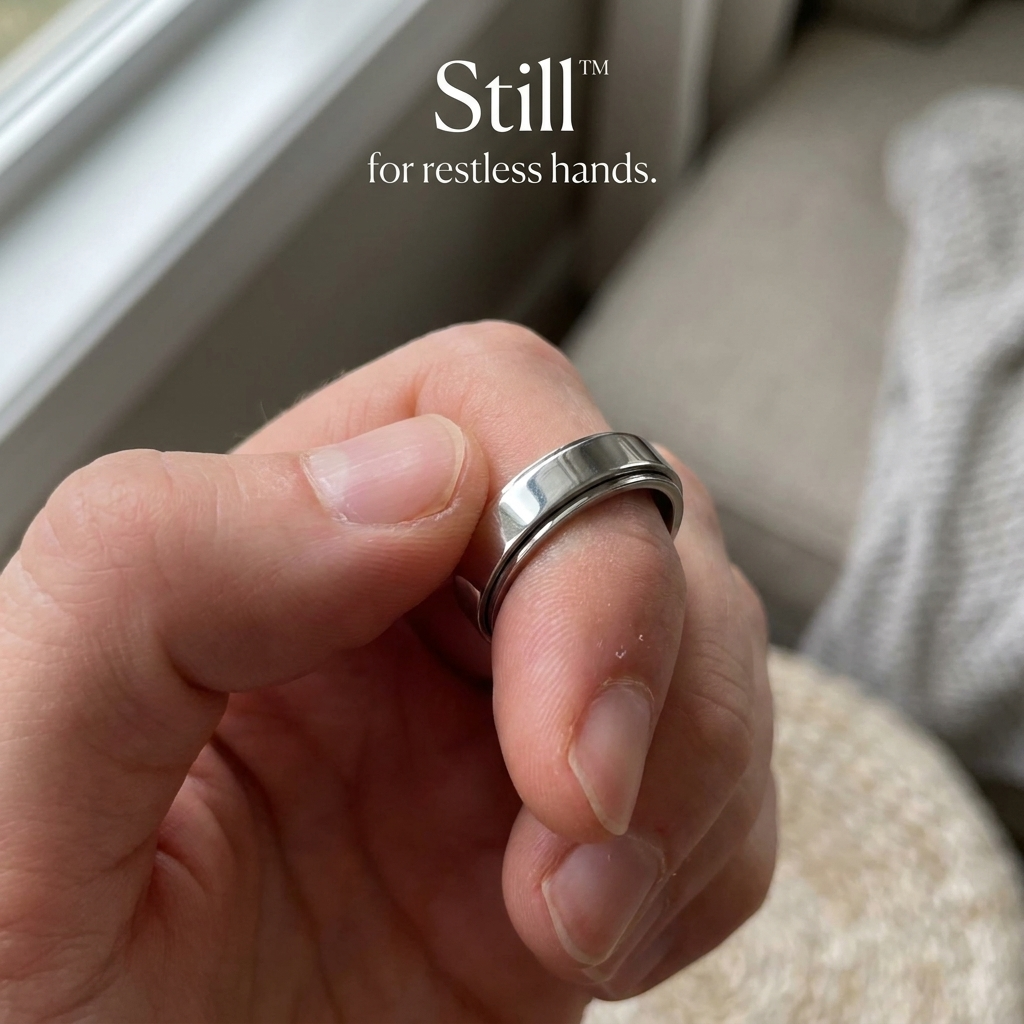 Anxiety Fidget Spinner Stainless Steel Black Rings Simple Titanium Steel Ring for Men Women High Quality anti Stress Jewelry