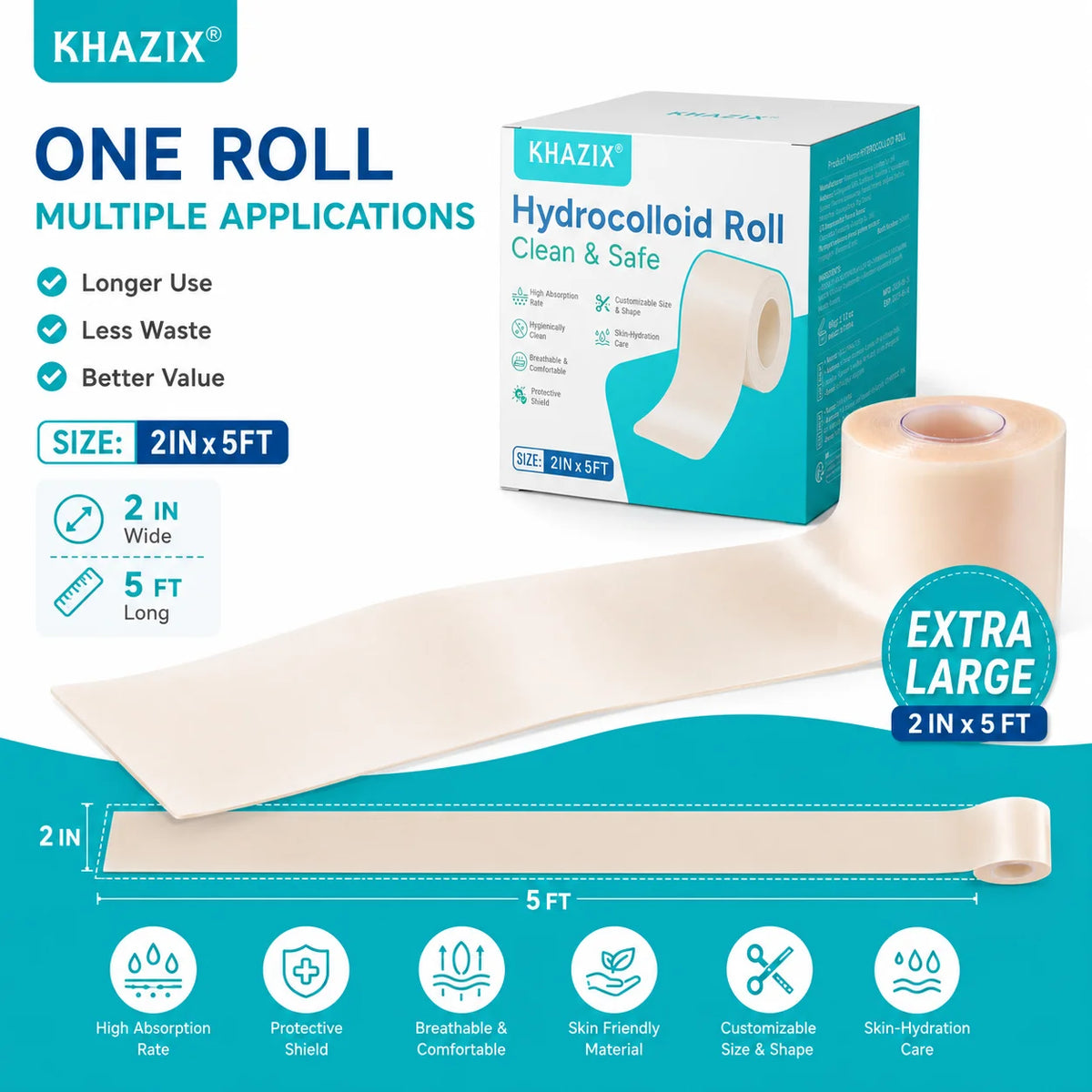 1Roll Hydrocolloid Pimple Patch Roll, Invisible Acne Spot Cover Tape, Cut Blemish Patch Strip, Waterproof Breathable Skin Care